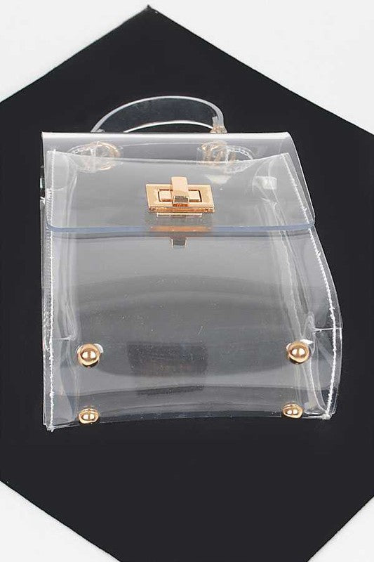 Stadium Transparent Clear Swing Bag CLEAR/SILVER O/S by Artini Accessories | Fleurcouture