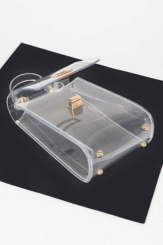 Stadium Transparent Clear Swing Bag CLEAR/SILVER O/S by Artini Accessories | Fleurcouture