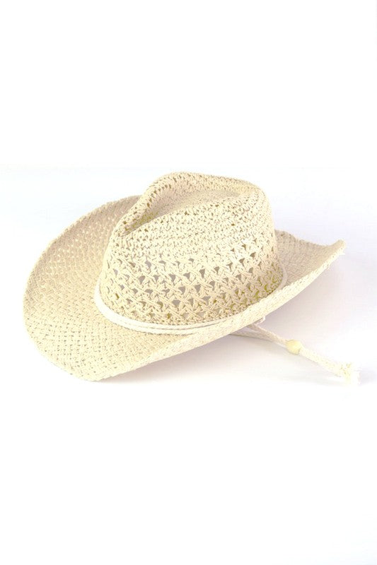 Straw Cowboy Summer Hat Ivory O/S by Artini Accessories | Fleurcouture