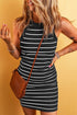 Stripe Ribbed Knit Tank Mini Dress BLACK SW6120229-P219 XL by SHEWIN INC. | Fleurcouture