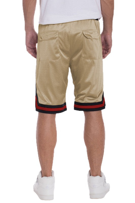 STRIPED BAND SOLID BASKETBALL SHORTS Men&
