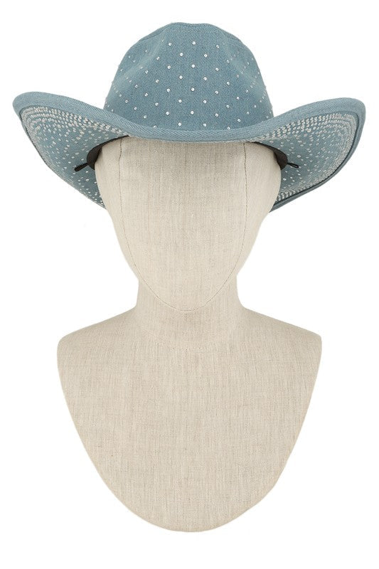 Studded Rhinestone Cowboy Hat OS by ICCO ACCESSORIES | Fleurcouture