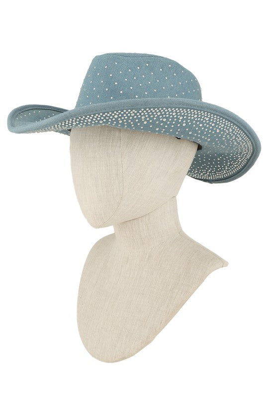Studded Rhinestone Cowboy Hat OS by ICCO ACCESSORIES | Fleurcouture