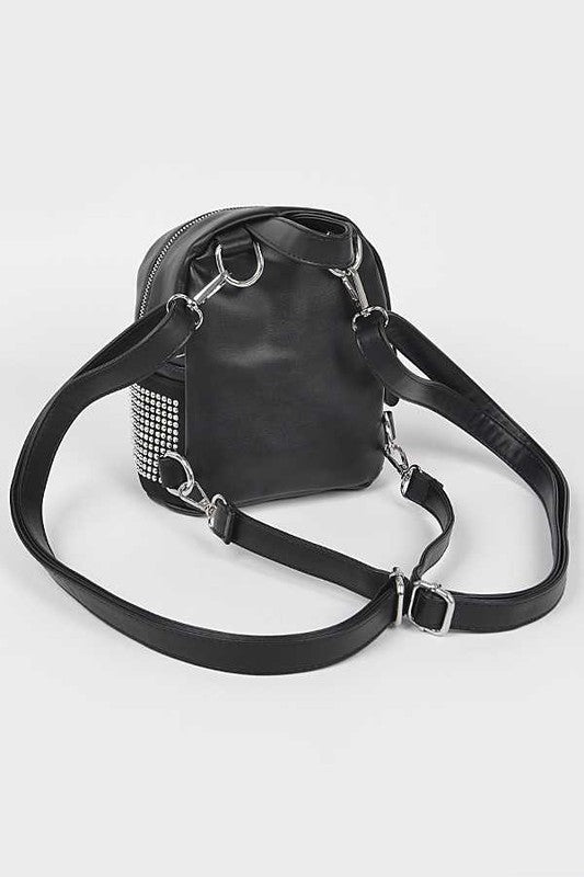Studded Small Fashion Backpack Black O/S by Artini Accessories | Fleurcouture