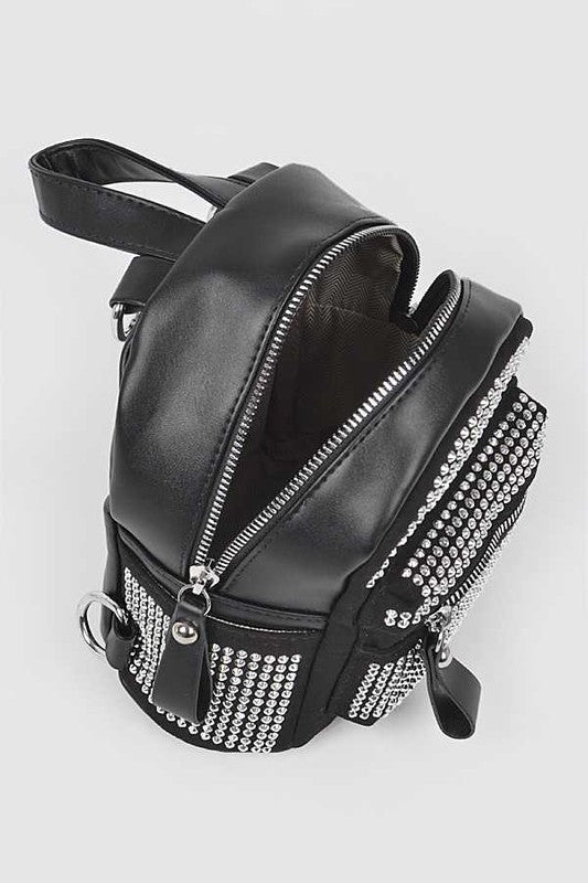 Studded Small Fashion Backpack Black O/S by Artini Accessories | Fleurcouture