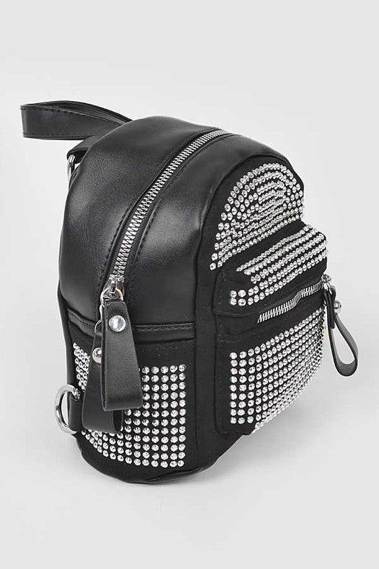 Studded Small Fashion Backpack Black O/S by Artini Accessories | Fleurcouture