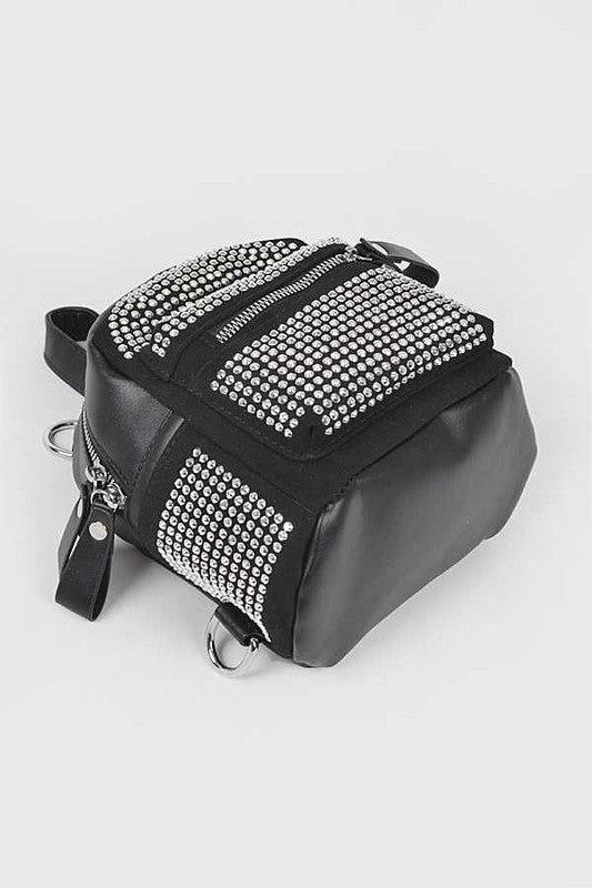Studded Small Fashion Backpack Black O/S by Artini Accessories | Fleurcouture