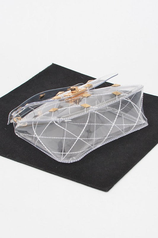 Studded Transparent Stadium Bag CLEAR O/S by Artini Accessories | Fleurcouture