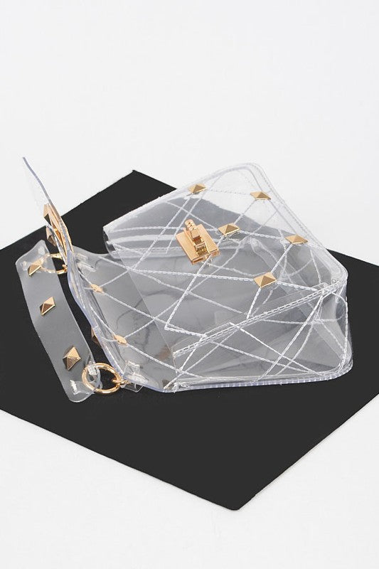Studded Transparent Stadium Bag CLEAR O/S by Artini Accessories | Fleurcouture