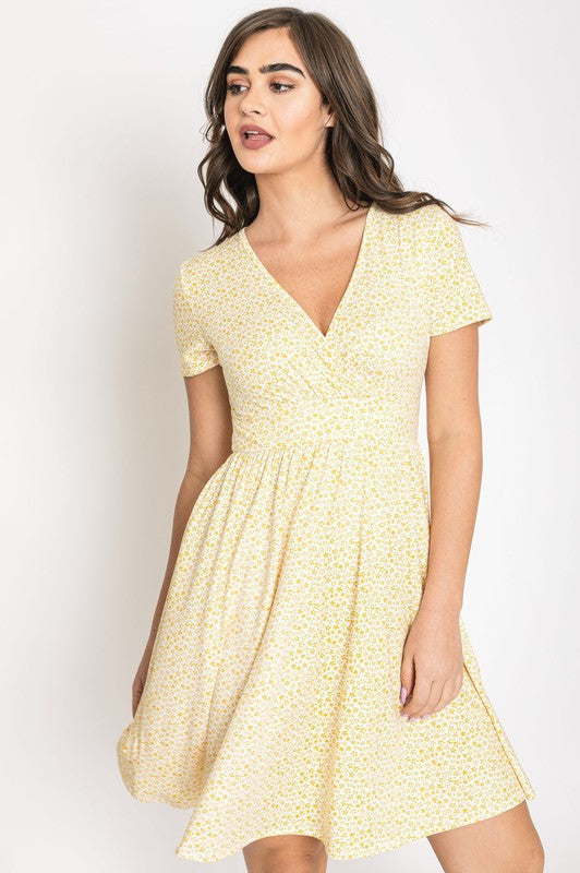 Surplice Ditsy Floral Midi Dress Navy by EG fashion | Fleurcouture