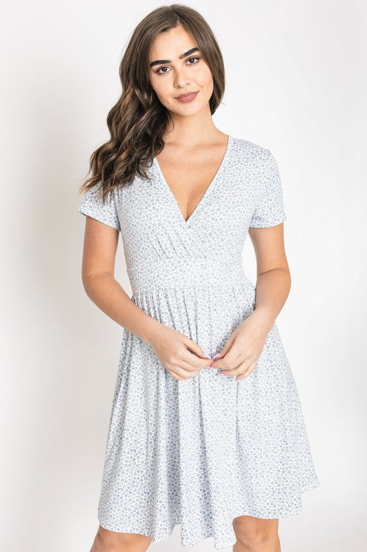 Surplice Ditsy Floral Midi Dress Navy by EG fashion | Fleurcouture