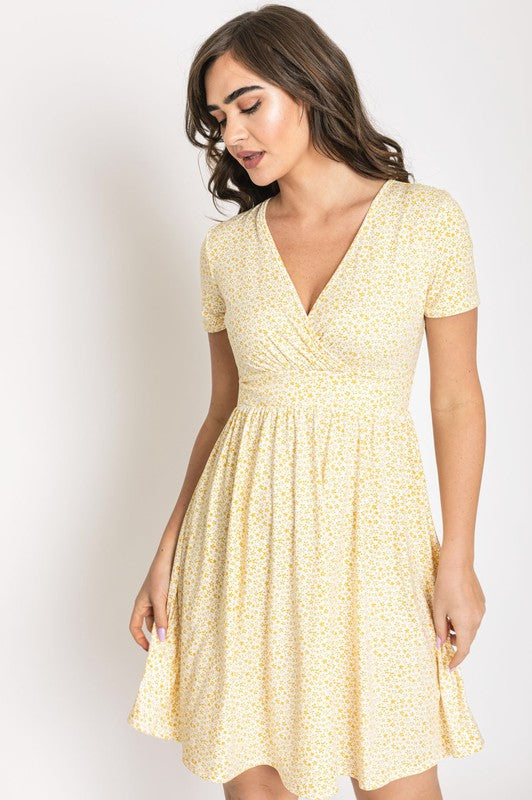 Surplice Ditsy Floral Midi Dress Navy by EG fashion | Fleurcouture