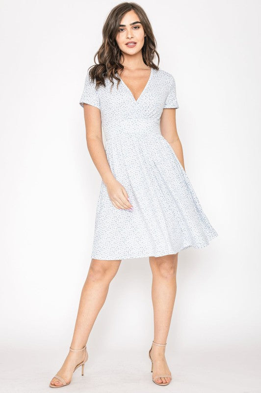 Surplice Ditsy Floral Midi Dress Navy by EG fashion | Fleurcouture