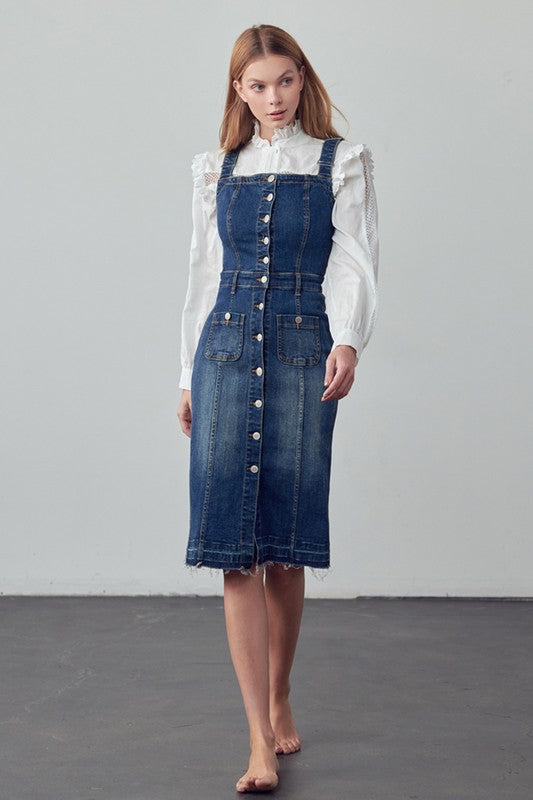 SUSPENDERS DENIM SKIRT DARK by Insane Gene | Fleurcouture
