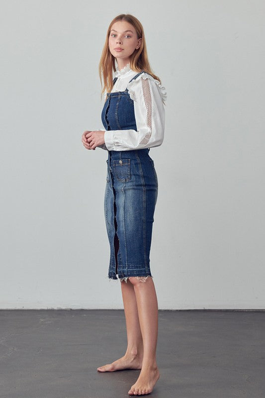 SUSPENDERS DENIM SKIRT DARK by Insane Gene | Fleurcouture