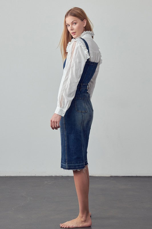 SUSPENDERS DENIM SKIRT DARK by Insane Gene | Fleurcouture