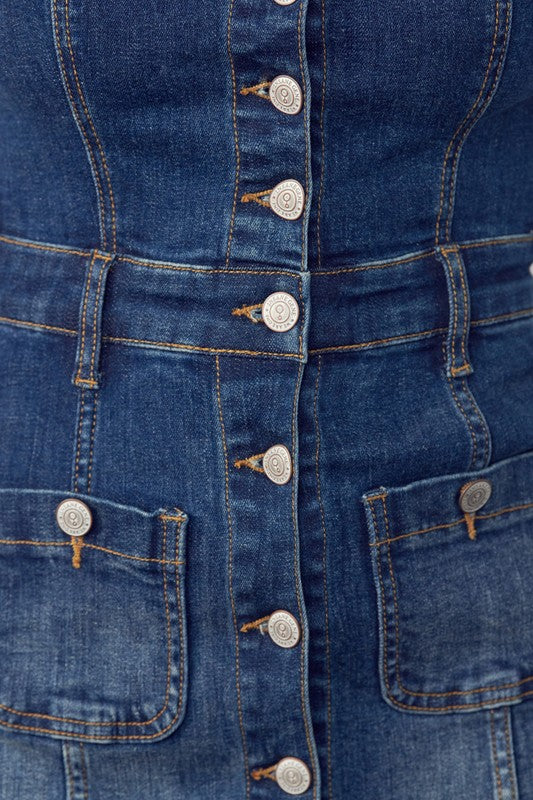 SUSPENDERS DENIM SKIRT DARK by Insane Gene | Fleurcouture