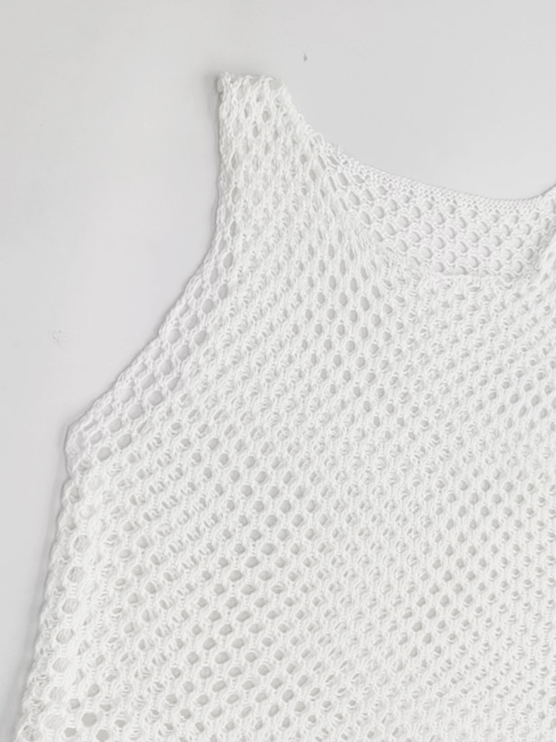 Tassel Hem Hollow Out Sleeveless Cover Up Swimwear by Trendsi | Fleurcouture