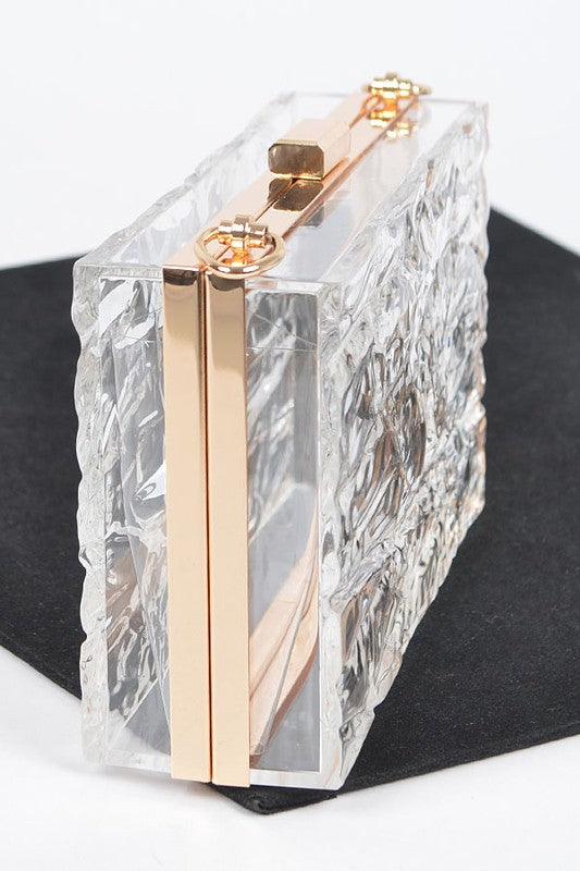Textured Acrylic Transparent Box Clutch O/S by Artini Accessories | Fleurcouture