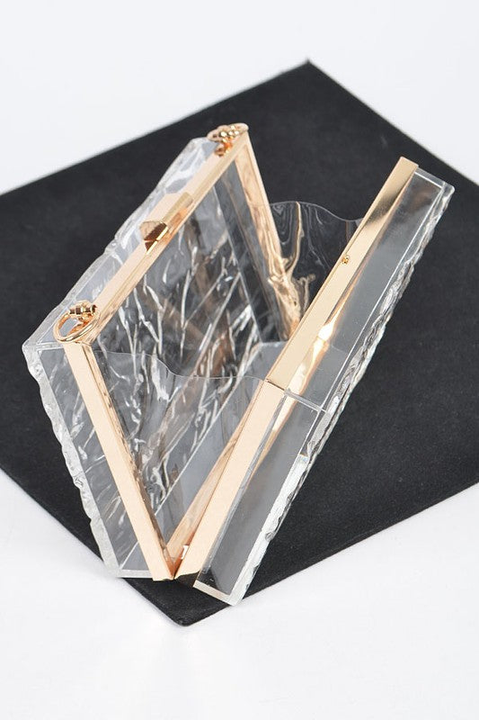 Textured Acrylic Transparent Box Clutch O/S by Artini Accessories | Fleurcouture