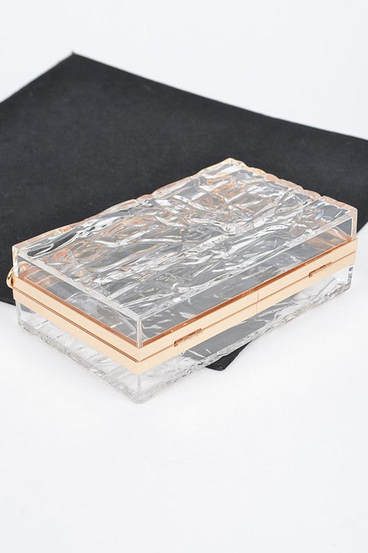 Textured Acrylic Transparent Box Clutch O/S by Artini Accessories | Fleurcouture