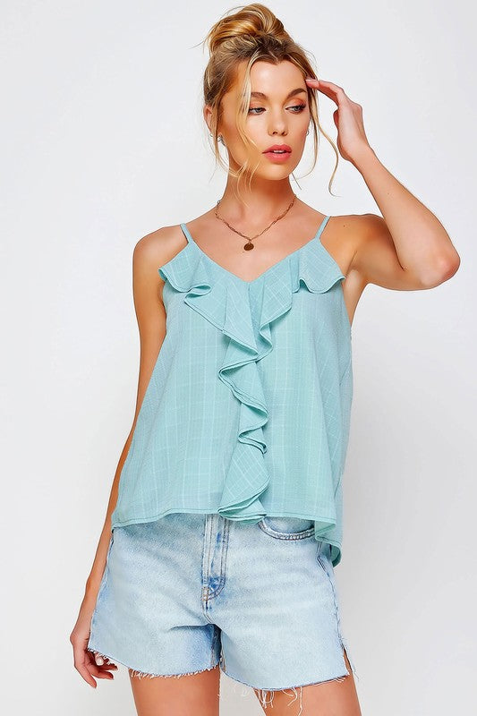 TEXTURED RUFFLE FRILL TANK TOP by Sweet Generis | Fleurcouture