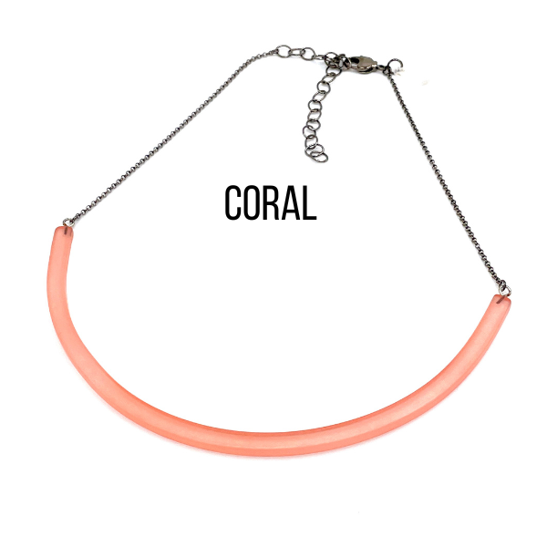 The Bar Necklace Coral Bar Necklaces by Leetie Lovendale | Fleurcouture