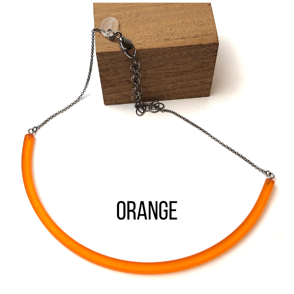 The Bar Necklace Orange Bar Necklaces by Leetie Lovendale | Fleurcouture