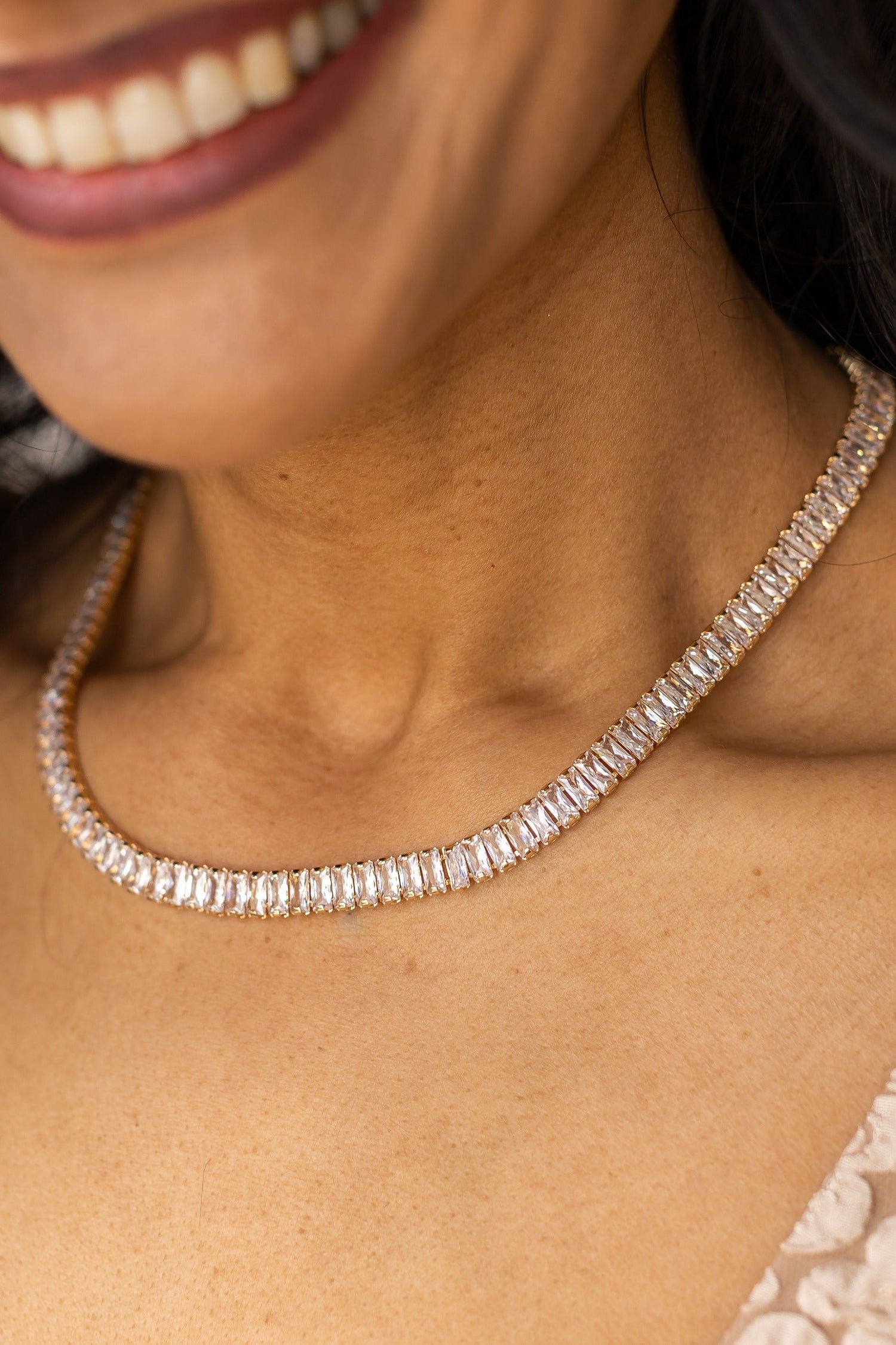 The Clementine Crystal Choker Necklace Gold One Size Necklace by Grace & Emma | Fleurcouture