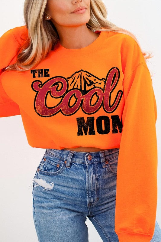 The Cool Mom Oversized Graphic Fleece Sweatshirts ORANGE S by Color Bear | Fleurcouture