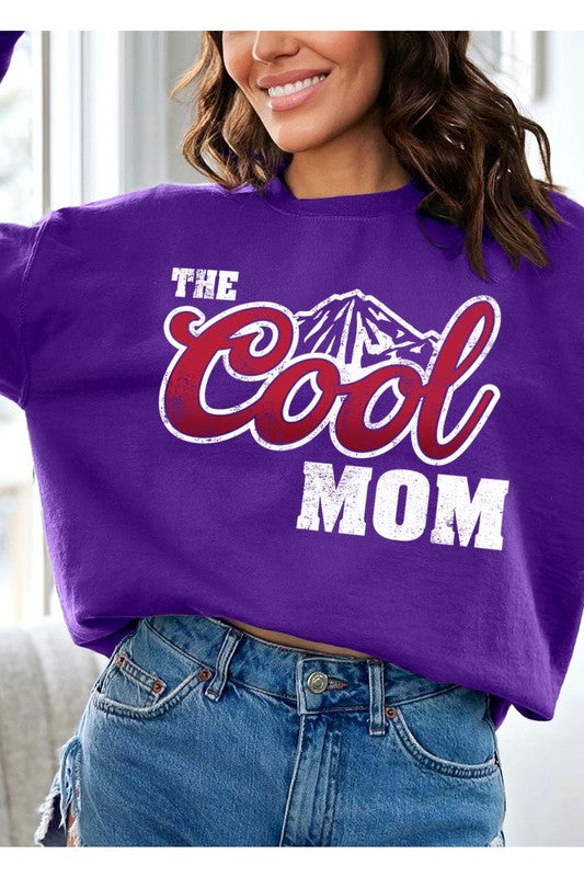The Cool Mom Oversized Graphic Fleece Sweatshirts PURPLE S by Color Bear | Fleurcouture