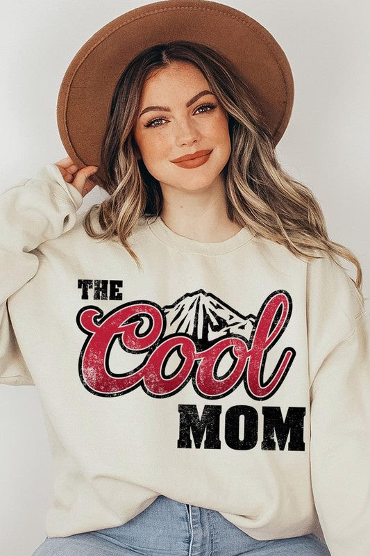 The Cool Mom Oversized Graphic Fleece Sweatshirts SAND S by Color Bear | Fleurcouture