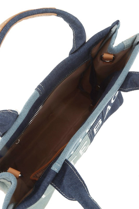 The Tote Denim Crossbody Bag DENIM OS by ICCO ACCESSORIES | Fleurcouture