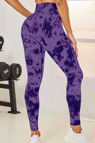 Tie-Dye High Waist Active Leggings by Trendsi | Fleurcouture