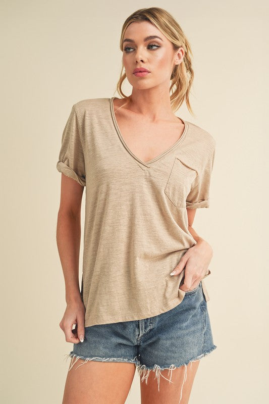 Til V-Neck Baby Top HEATHER CHARCOAL S by Aemi + Co | Fleurcouture