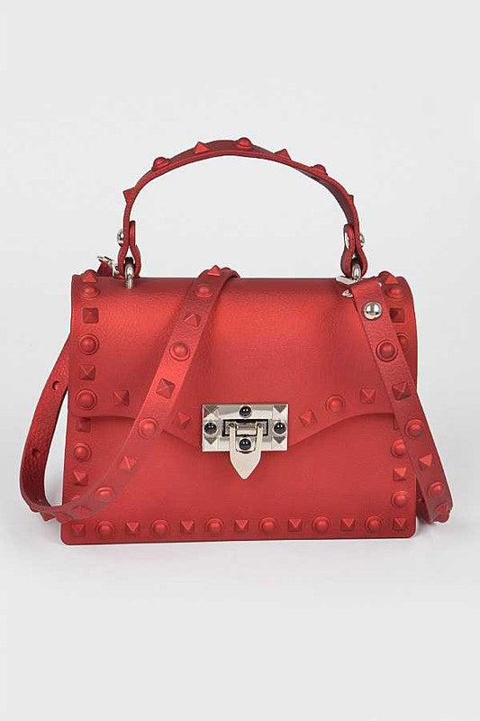 Tonal Studded Top Handle Swing Bag O/S by Artini Accessories | Fleurcouture