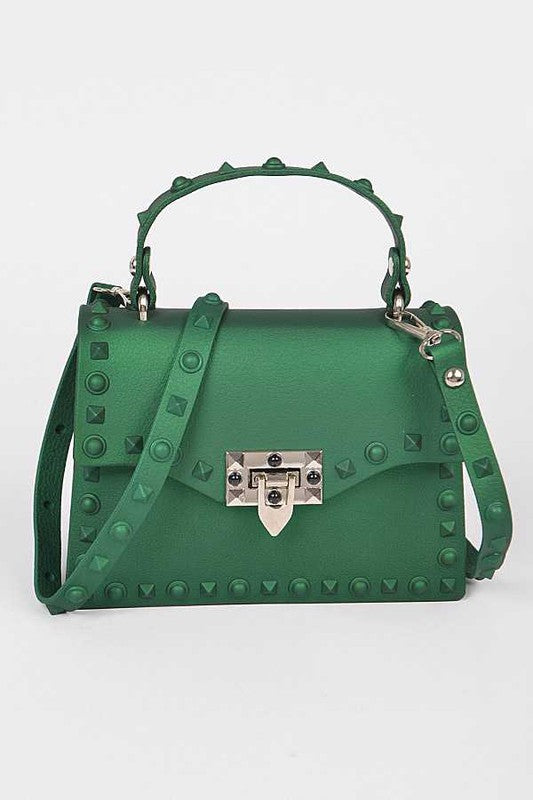 Tonal Studded Top Handle Swing Bag O/S by Artini Accessories | Fleurcouture