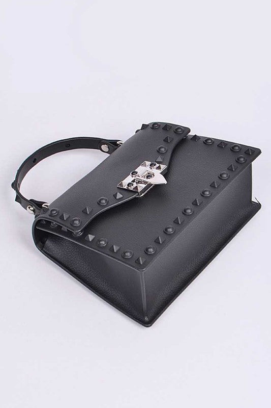Tonal Studded Top Handle Swing Bag O/S by Artini Accessories | Fleurcouture