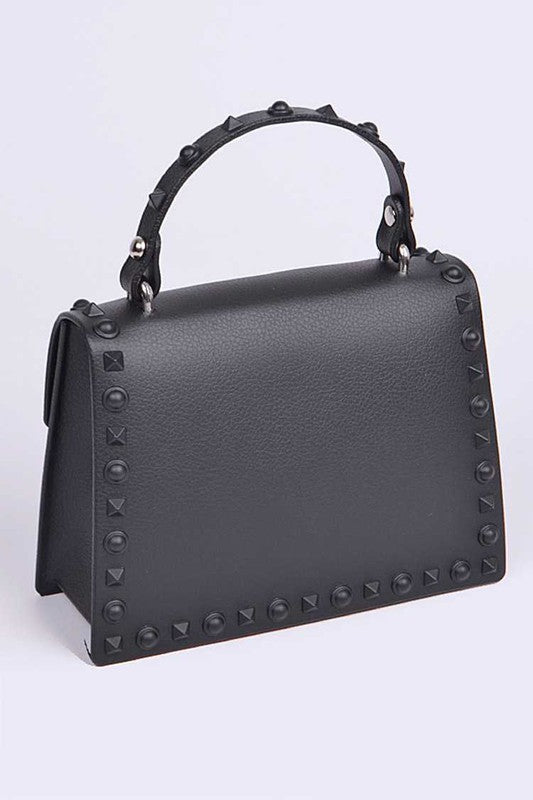 Tonal Studded Top Handle Swing Bag O/S by Artini Accessories | Fleurcouture