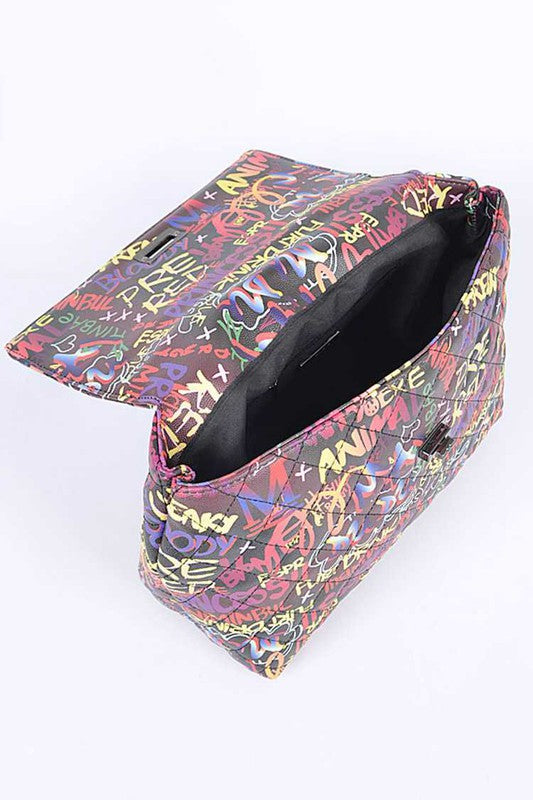 Top Handle Graffiti Convertible Shoulder Bag O/S by Artini Accessories | Fleurcouture