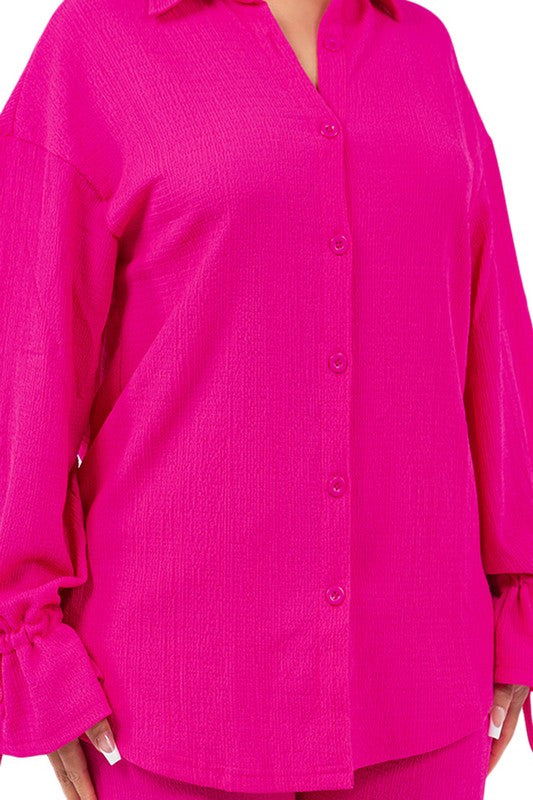 TOP TWO PIECE PANT SET FUCHSIA by By Claude | Fleurcouture