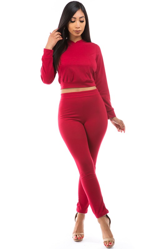 TOP TWO PIECE PANT SET RED by By Claude | Fleurcouture