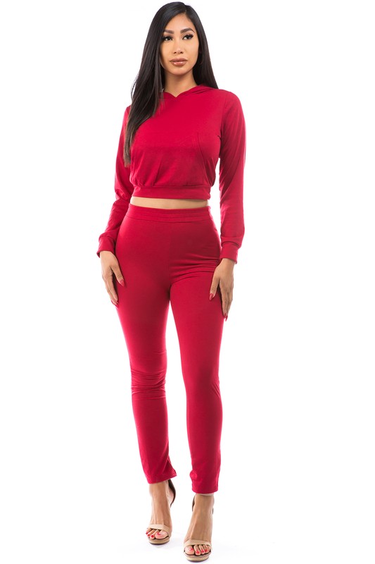 TOP TWO PIECE PANT SET RED S by By Claude | Fleurcouture