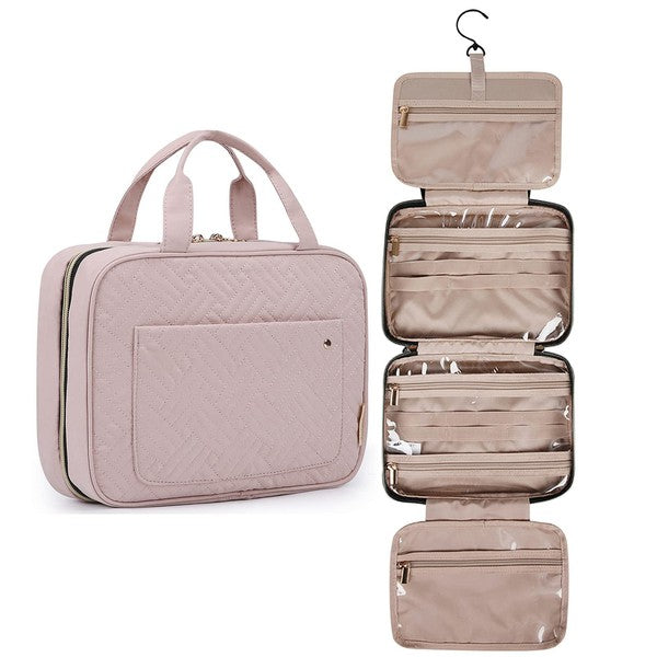 Travel Fold Up Make Up Bag Hanging Organizer Blush 1 by Dani & Em | Fleurcouture