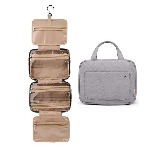 Travel Fold Up Make Up Bag Hanging Organizer Grey 1 by Dani & Em | Fleurcouture