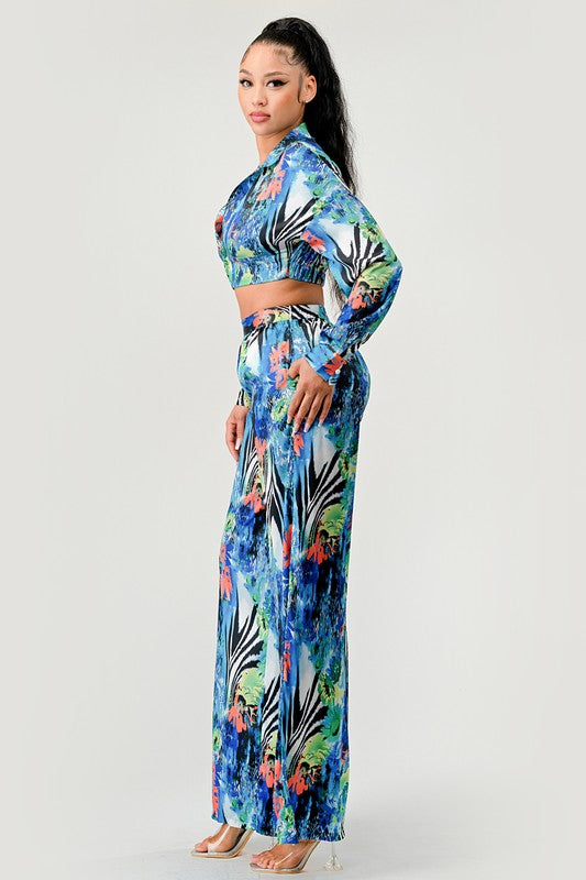 Tropical Mirage Palazzo Set MULTI PRINT by Athina | Fleurcouture