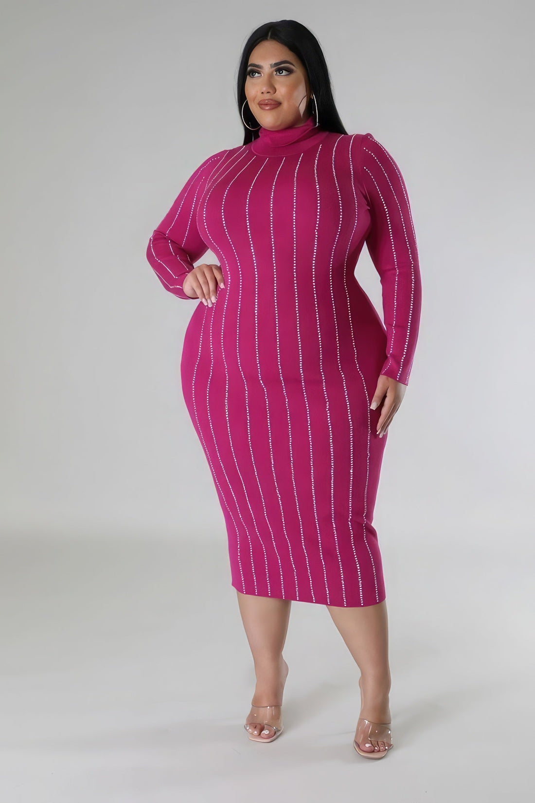 Turtle Neck Stretch Dress by Fleurcouture | Fleurcouture