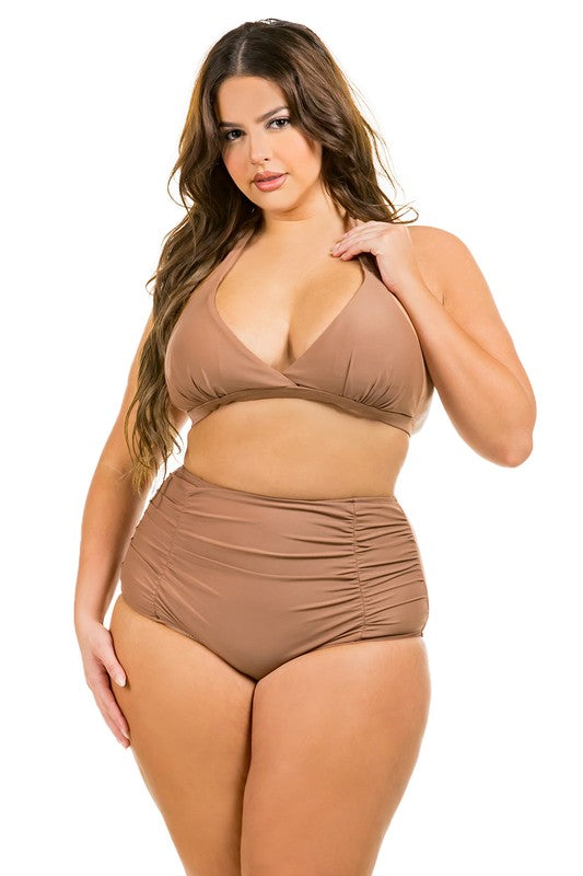 Two Piece High Waist with Rughe Front by Mermaid Swimwear | Fleurcouture