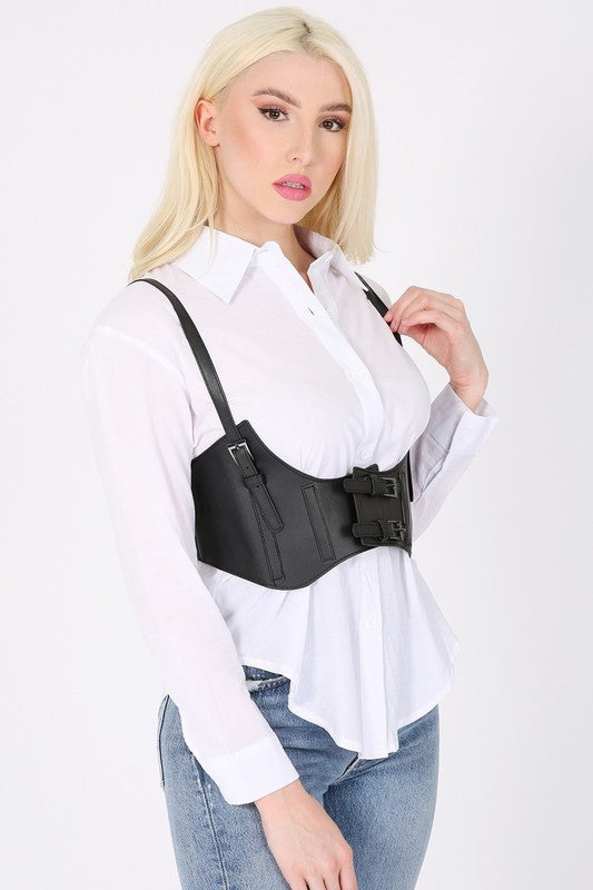 UNDERBUST CORSET BELT BKBK/BLACK Os by Bella Chic | Fleurcouture