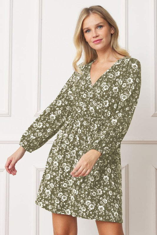 V-Neck Flowy Floral Mini Dress by EG fashion | Fleurcouture